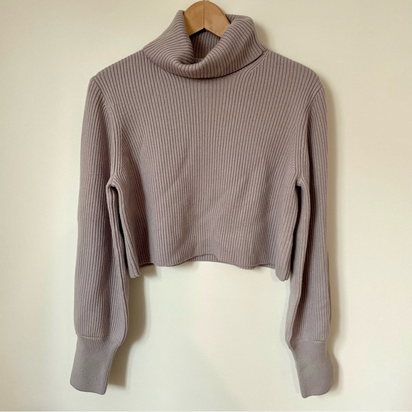 Aritzia Wilfred Rebecca Turtleneck Merino Wool Cropped Sweater Purple Size Small - Picture 1 of 7